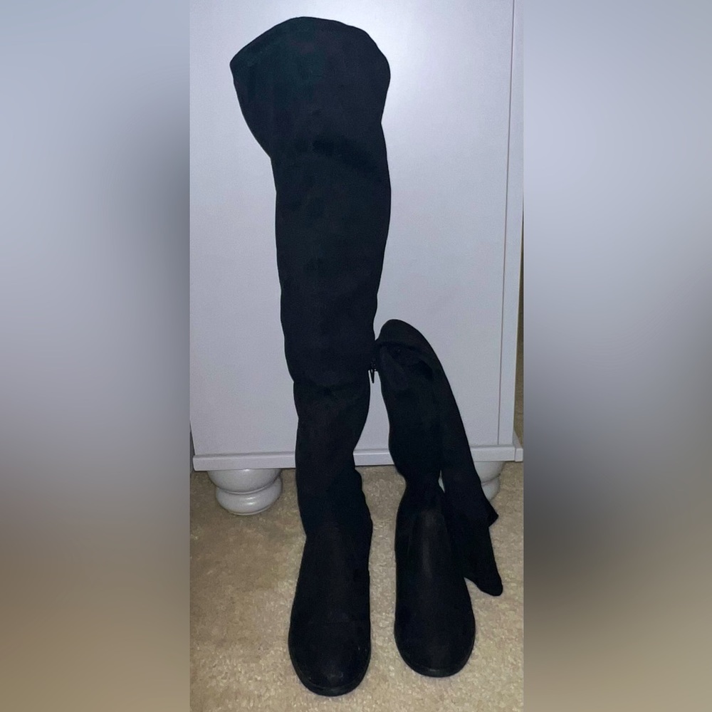 Black thigh high boots